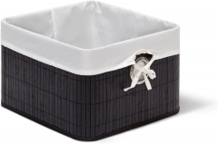 Relaxdays Bamboo Storage Basket 20 x 31 x 31 cm Storage Shelf with Removable Cover Decorative Storage Box with Handles, Various Colors