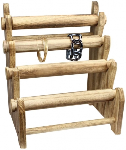 Ikee Design Antique Wooden 4 Tier Bar Bracelet/Bangle Jewelry Holder Stand Display Organizer