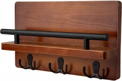 Modern Mail & Magazine Organizer for Wall - Contemporary Key Holder w/ 3 Double Hooks - Wooden Wall Mount Mail Holder – Wall Décor for Entryway Made o